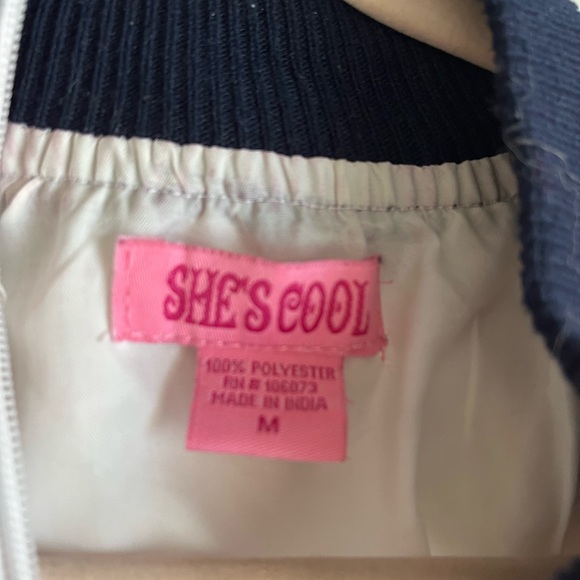 Brandy Melville Varsity Bomber Jacket, Color - White, Size - Medium - Picture 3 of 4